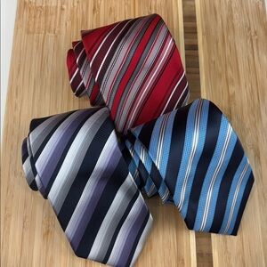Alexander Julian Colours 3-Piece Diagonal Striped Necktie Set‎ – Vintage, Silk